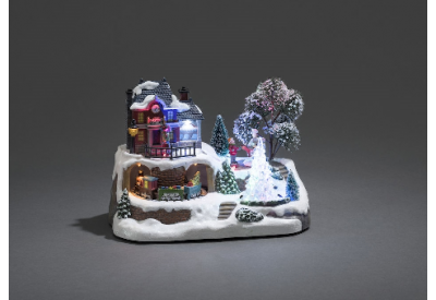 Konstsmide Mechanical Christmas Train Station. Battery Operated or Mains (23.5 x 17cm)